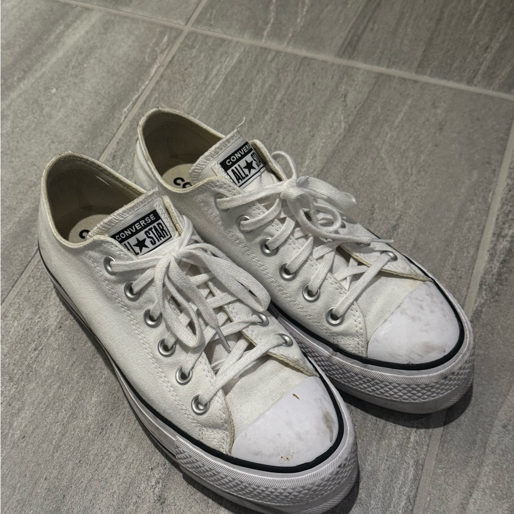 Converse White Low-Top Platform Sneakers